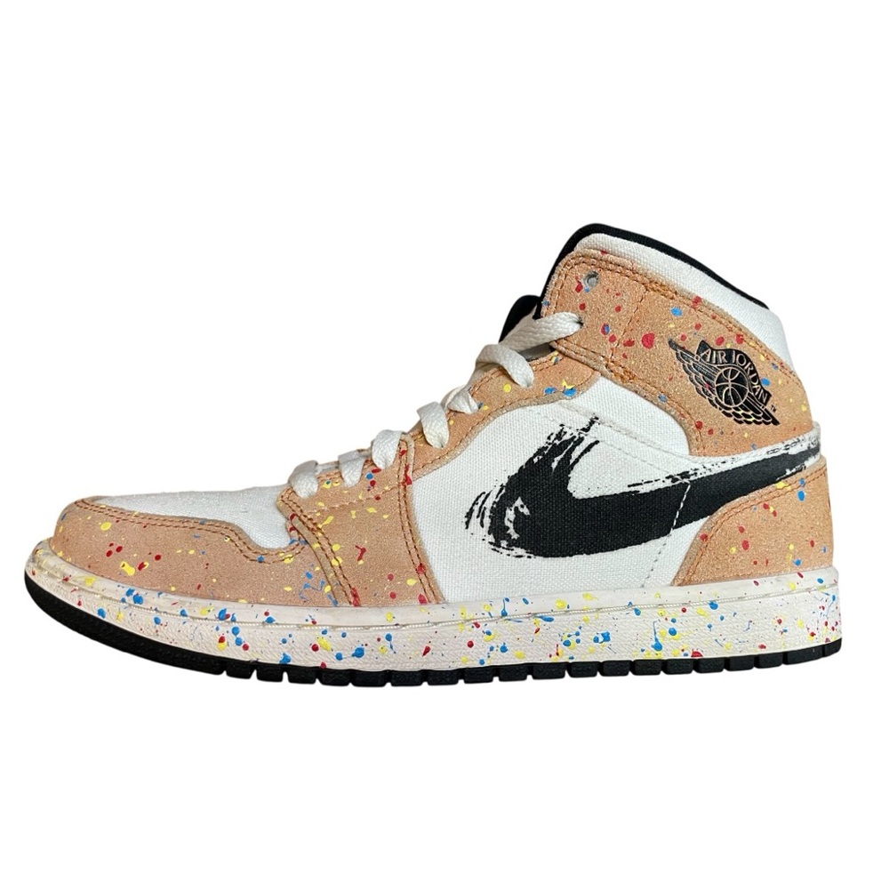 Air Jordan 1 Mid SE Brushstroke Paint Splatter Sneakers